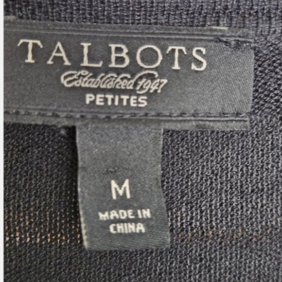 Talbots Women's Black Silk Blend Ruffle Cardigan Sweater Size MP EUC - Picture 7 of 10